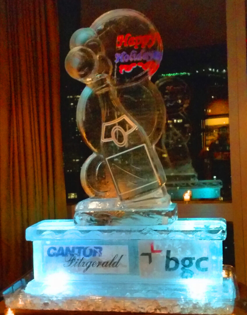 Happy Holidays Champagne Bottle On Logo Base